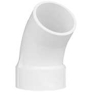 Zoro Select PVC 45 Degree Street Elbow, Hub x Spigot, 3 in Pipe Size 1WKD4