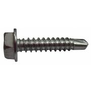 ZORO SELECT Self-Drilling Screw, #10 x 1/2 in, Plain Stainless Steel Hex Head External Hex Drive, 100 PK U31860.019.0050