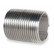 Zoro Select 1/4" MNPT x 7/8" TBE Stainless Steel Close Pipe Nipple Sch 40, Thread Type: NPT T6BNB01