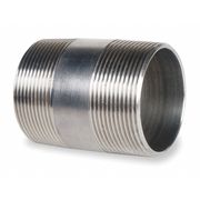 Zoro Select 1-1/2" MNPT x 2-1/2" TBE Stainless Steel Pipe Nipple Sch 40, Outside Dia.: 2" T4BNH03
