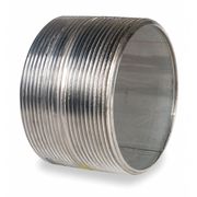 Zoro Select 2" MNPT Close TBE Stainless Steel Pipe Nipple Sch 40 T6BNI01