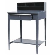 Zoro Select Stationary Shop Desk, 1 Drawer, 34-1/2 in W x 30 in D x 53 in H, Gray 1W907