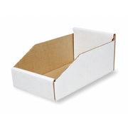 Packaging Of America Corrugated Shelf Bin, White, Cardboard, 11 in L x 10 1/4 in W x 4 3/4 in H 1W862