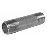 Zoro Select 304 Stainless Steel Nipple, 1/2 in Nominal Pipe Size, 1 1/2 in Overall Long, Threaded on Both Ends T4BND02