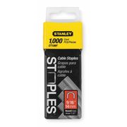 Stanley Cable Staples, T25, - ga, Round Crown, 9/16 in Leg L, Steel, 1000 PK CT109T