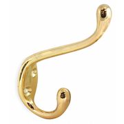 Zoro Select Coat and Garment Hook, 2 Ends, Brass 1XNF9