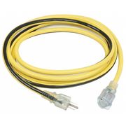 Power First Lighted Extension Cord, 12 AWG, 10 ft, 3 Conductors, SJTW, 125V AC, NEMA 5-15, Yellow/Black Stripe 1XUP5