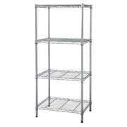 Zoro Select Wire Shelving Unit, 18"D x 48"W x 63"H, 4 Shelves, Chrome 1ZTJ5