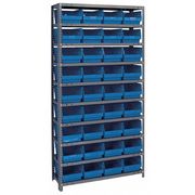 Quantum Storage Systems Steel Bin Shelving, 36 in W x 75 in H x 12 in D, 10 Shelves, Blue 1275-207BL