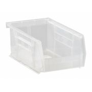 Quantum Storage Systems 10 lb Hang & Stack Storage Bin, Polypropylene, 4 1/8 in W, 3 in H, Clear, 7 3/8 in L QUS220CL