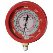 Yellow Jacket Gauge, 3 1/8In Dia, High Side, Red, 800 psi 49515