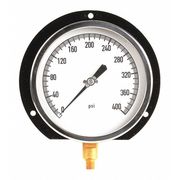 Zoro Select Pressure Gauge, 0 to 400 psi, 1/4 in MNPT, Aluminum, Black 11A520