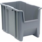 Quantum Storage Systems 100 lb Storage Bin, Polyethylene, 10 7/8 in W, 12 1/2 in H, Gray, 17 1/2 in L QGH600GY