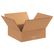 Zoro Select Shipping Box Flat, Single Wall, Inside 12 in L x 12 in W x 4 in H, Corrugate, Color: Kraft 11R330