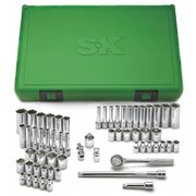 Sk Professional Tools 1/4" Drive Socket Set SAE, Metric 60 Pieces 1/8 in to 5/8 in, 4 mm to 16 mm , Chrome 91860