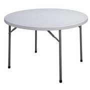 Zoro Select Round Folding Table, 60" dia. W, 29" H, Blow Molded Polyethylene Top, Gray 12F628