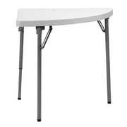 Zoro Select Quarter Round Folding Table, 30" W, 30" L, 29" H, Blow Molded Polyethylene Top, White 12F633