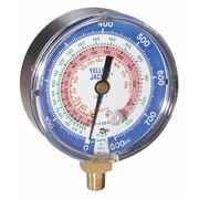 Yellow Jacket Gauge, 3-1/8In Dia, Low Side, Blue, 800 psi 49142