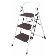 Zoro Select 3 Steps, Steel Step Stool, 300 lb. Load Capacity, White 12M627