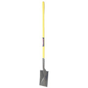 Westward 14 ga Garden Spade Shovel, Steel Blade, 46 -3/4 in L Yellow Fiberglass Handle 12V168