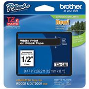 Brother Adhesive TZ Tape (R) Cartridge 0.47"x26-1/5ft., White/Black TZe335