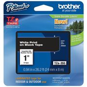 Brother Adhesive TZ Tape (R) Cartridge 15/16"x26-1/5ft., White/Black TZe355