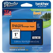 Brother Adhesive TZ Tape (R) Cartridge 15/16"x26-1/5ft., Black/Fluorescent Orange TZeB51