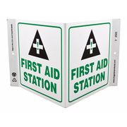 Zing First Aid Sign, V-Shape, Plastic, Height: 7", 2522 2522