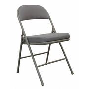 Zoro Select Padded Folding Chair, Gray/Beige, 300 lb. 13V426