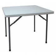 Zoro Select Square Folding Table, 36" W, 36" L, 29" H, Blow Molded Polyethylene Top, White 13V430