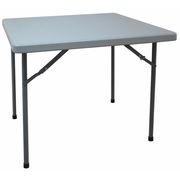 Zoro Select Square Folding Table, 36" W, 36" L, 29" H, Blow Molded Polyethylene Top, Gray 13V431