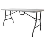 Zoro Select Rectangle Folding Table, 30" W, 61" L, 29" H, Blow Molded Polyethylene Top, White 13V434