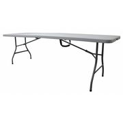 Zoro Select Rectangle Folding Table, 30" W, 96" L, 29" H, Blow Molded Polyethylene Top, Gray 13V436