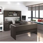 Bestar U Shaped Desk, 93-39/64" D, 65" W, 65.9" H, Dark Chocolate, Melamine 52414-79
