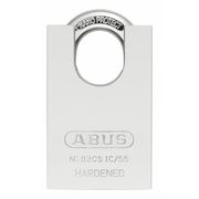 Abus Padlock, Coreless, Partially Hidden Shackle, Rectangular Hardened Steel Body, Steel Shackle, 1 in W 83CSIC/55