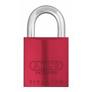 Abus Padlock, Coreless, Long Shackle, Rectangular Aluminum Body, Steel Shackle, 1 in W 83AL-IC/40 Red