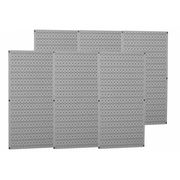 Wall Control Pegboard Panel, Round 1/4 in Holes, 1 in Hole Spacing, 32 in H x 96 in W x 3/4 in D, Gray 35-P-3296GY