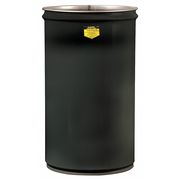 Justrite Open Head Waste Receptacle Drum, Steel, 15 gal, Unlined, Black 26005K