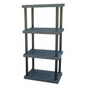 Structural Plastics Freestanding Plastic Shelving Unit, Open Style, 24 in D, 36 in W, 75 in H, 4 Shelves, Black ST3624x4