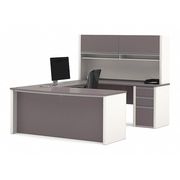 Connexion U Shaped Desk, 92.6" D, 71.1" W, 65.9" H, Slate/Sandstone, Melamine 93879-59