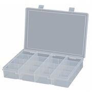 Durham Mfg Compartment Box with 16 compartments, Plastic, 2-5/16" H x 13-1/8 in W LP16-CLEAR