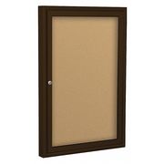 Mooreco Enclosed Bulletin Board, Coffee, 1 Door 94PCB-I