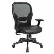 Office Star Managerial Chair, Leather, 19-1/4" TO 23-1/4" Height, Adjustable Arms, Black 2400E