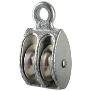 Peerless Double Pulley Block, Fibrous Rope, 1/2 in Max Cable Size, Not Rated Max Load, Electro-Galvanized 3-120-04-86-