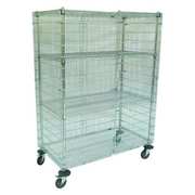 Zoro Select Wire Security Cart with Adjustable Shelves 1,000 lb Capacity, 27 in W x 52 in L x 69 in H, 4 Shelves 16A690