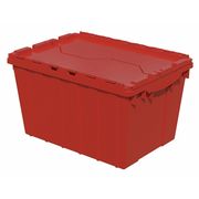 Akro-Mils Red Attached Lid Container, Plastic, Steel Hinge 39120RED