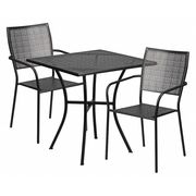 Flash Furniture 28" Square Black Steel Patio Table with 2 Chairs CO-28SQ-02CHR2-BK-GG