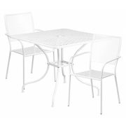 Flash Furniture 35.5" Square White Steel Table w/ 2 Chairs CO-35SQ-02CHR2-WH-GG