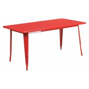 Flash Furniture Rectangle Red Metal Table, 31-1/2"X63", 31.5" W, 63" L, 29.5" H, Metal Top, Red ET-CT005-RED-GG