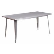 Flash Furniture Rectangle Silver Metal Table, 31-1/2"X63", 31.5" W, 63" L, 29.5" H, Metal Top, Grey ET-CT005-SIL-GG